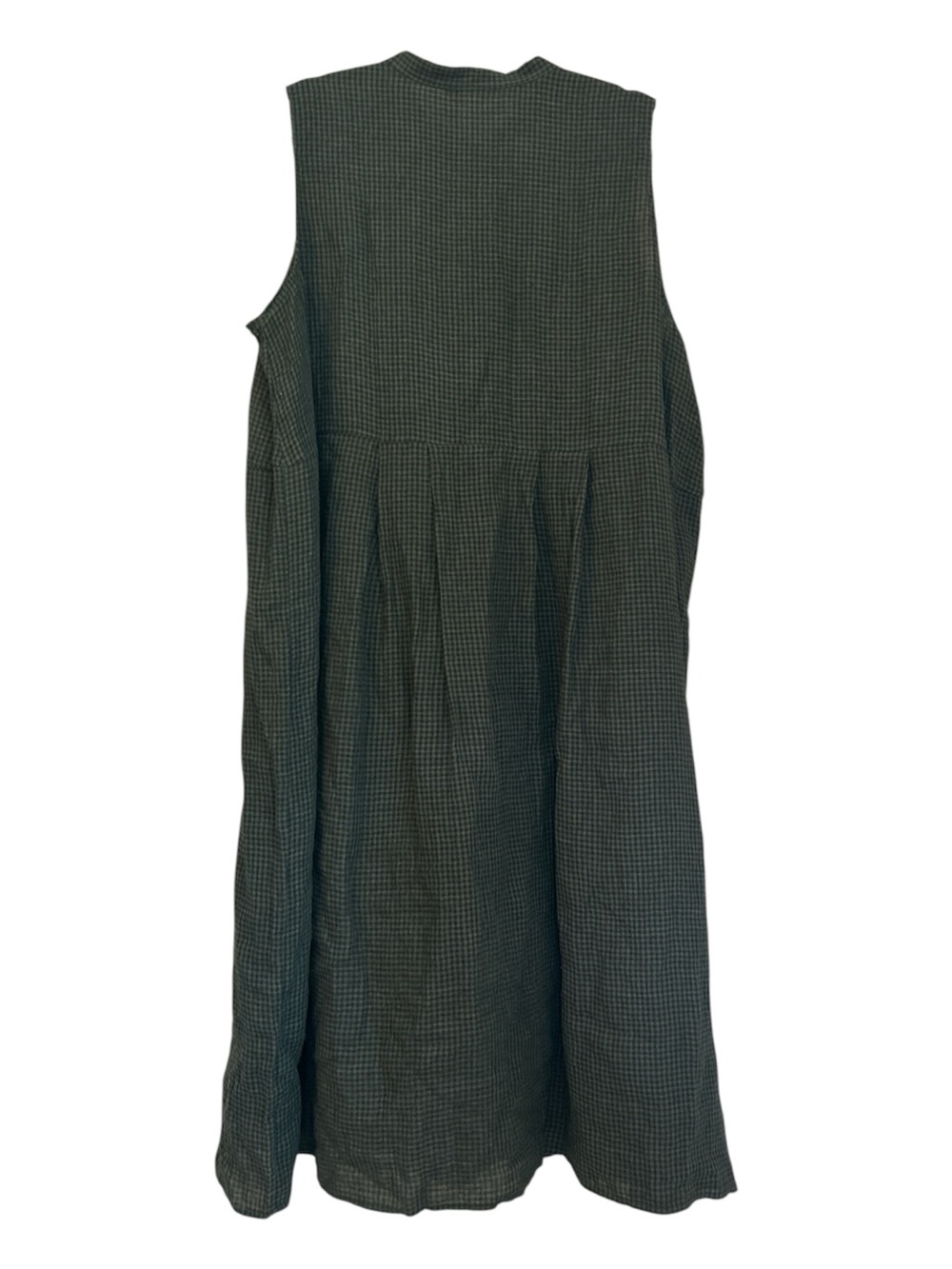 Eileen Fisher Puckered Organic Linen Pleated Shift Midi Dress Seaweed Size 2X - Picture 3 of 12